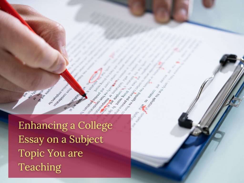 A College Essay on a Subject Topic imaginatively taught in class being improved after drafting.