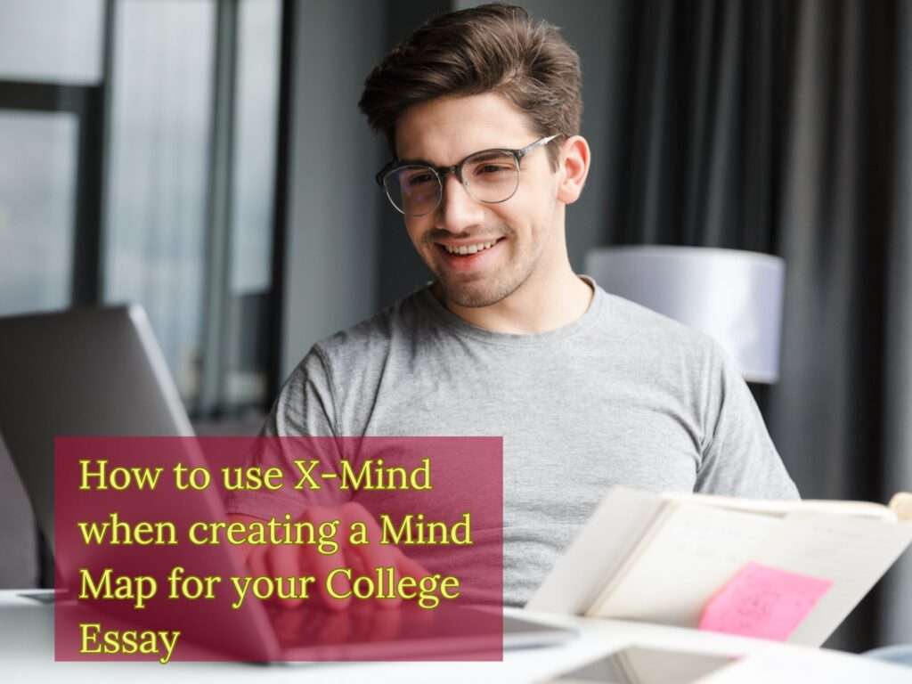 Mind mapping software called X-Mind being used to brainstorm a college essay.