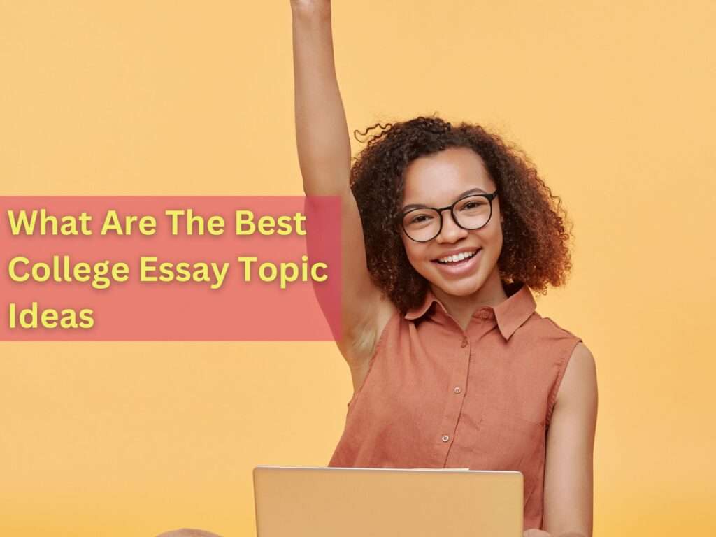 Young lady jubilant after writing an essay on one of the best college essay topic ideas.