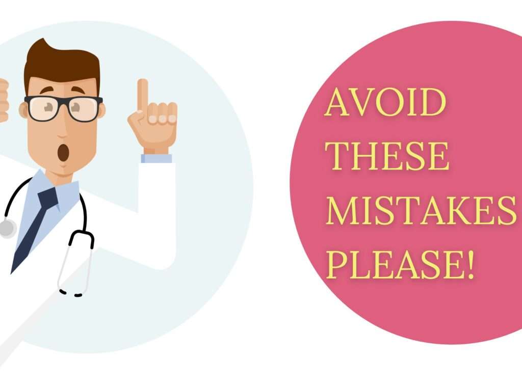 Doctor cautioning students to avoid these mistakes when writing a nursing college essay.