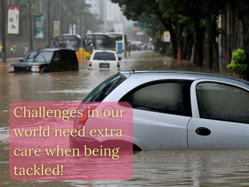 A vehicle almost immersed fully in a flood of water with other vehicles in the background enduring the same fate.